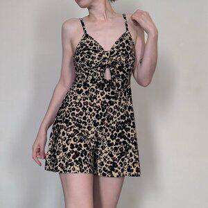 SOLD leopard Print Flirty Keyhole Romper - Candies - Size Medium